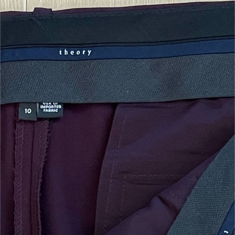 Theory Custom Max 2 Edition Virgin Wool in Dark Plum Stretch Mid Rise Size 10 - Picture 3 of 15